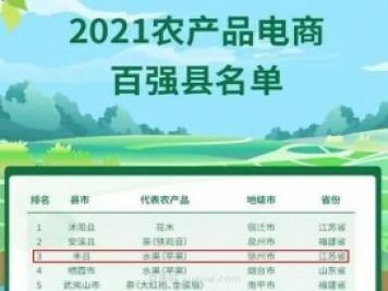 豐縣榮獲“2021年農(nóng)產(chǎn)品電商百強(qiáng)縣”第三名